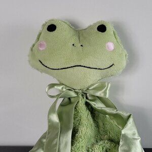 SWANKIE BLANKIE LARGE FROG HEAD PLUSH LOVEY SATIN TRIM SECURITY BLANKET